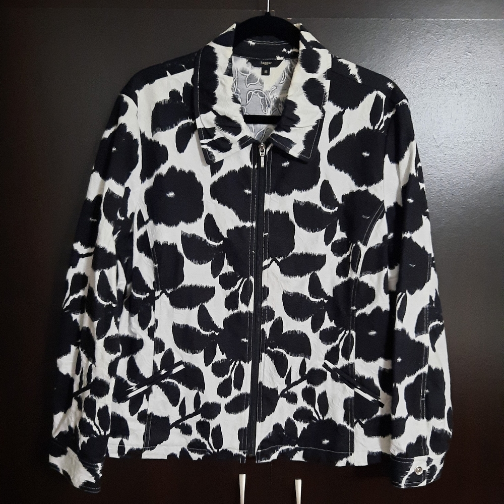 Haggar Cotton Floral Zip Jacket